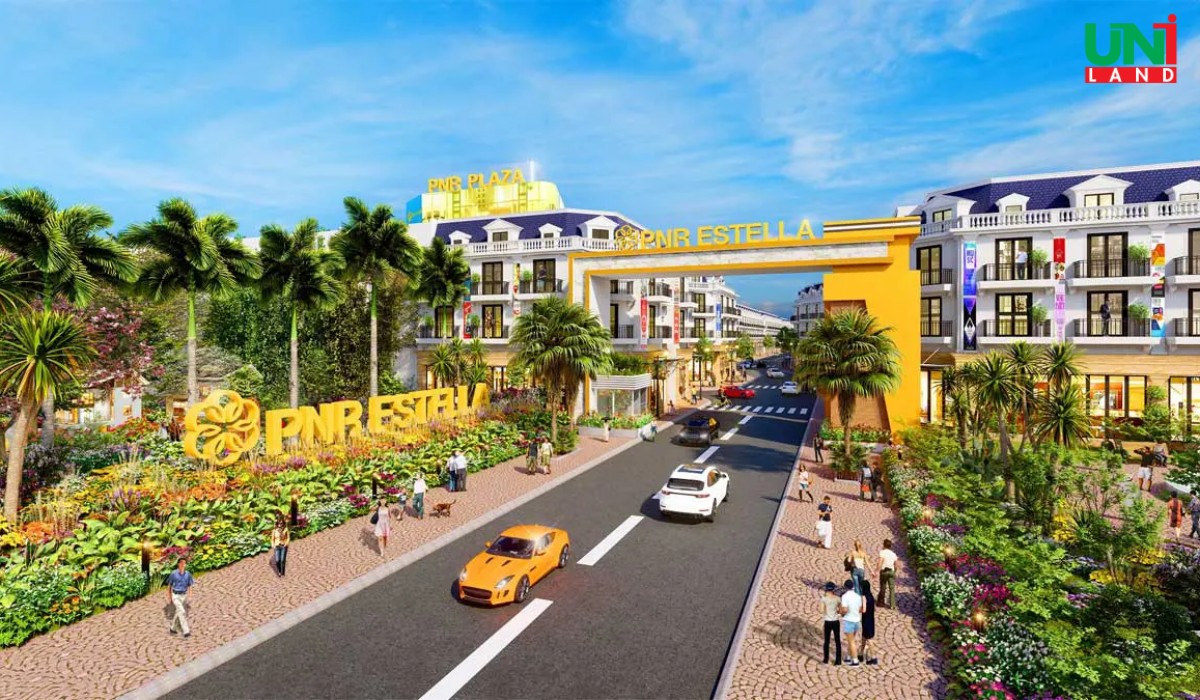 Cổng chính dự án Khu đô thị Estella City Sông Mây
