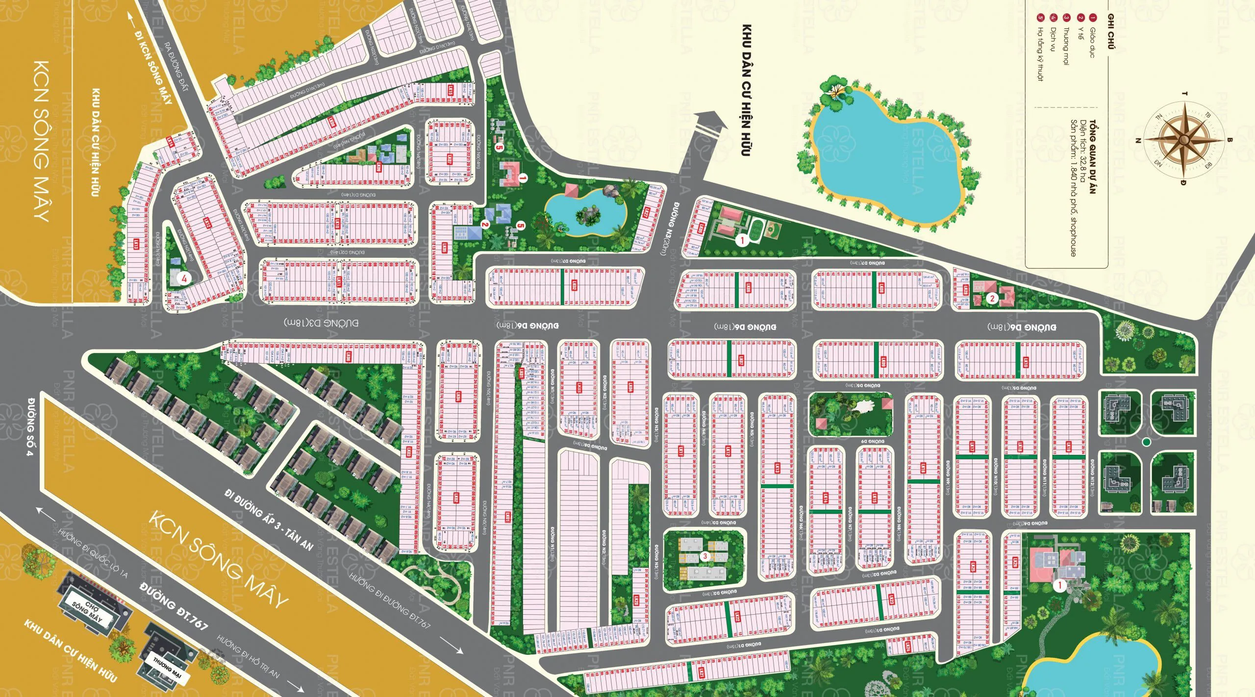 Mặt bằng tổng thể dự án Khu đô thị Estella City Đồng Nai